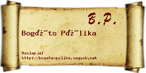 Bogáts Pólika névjegykártya